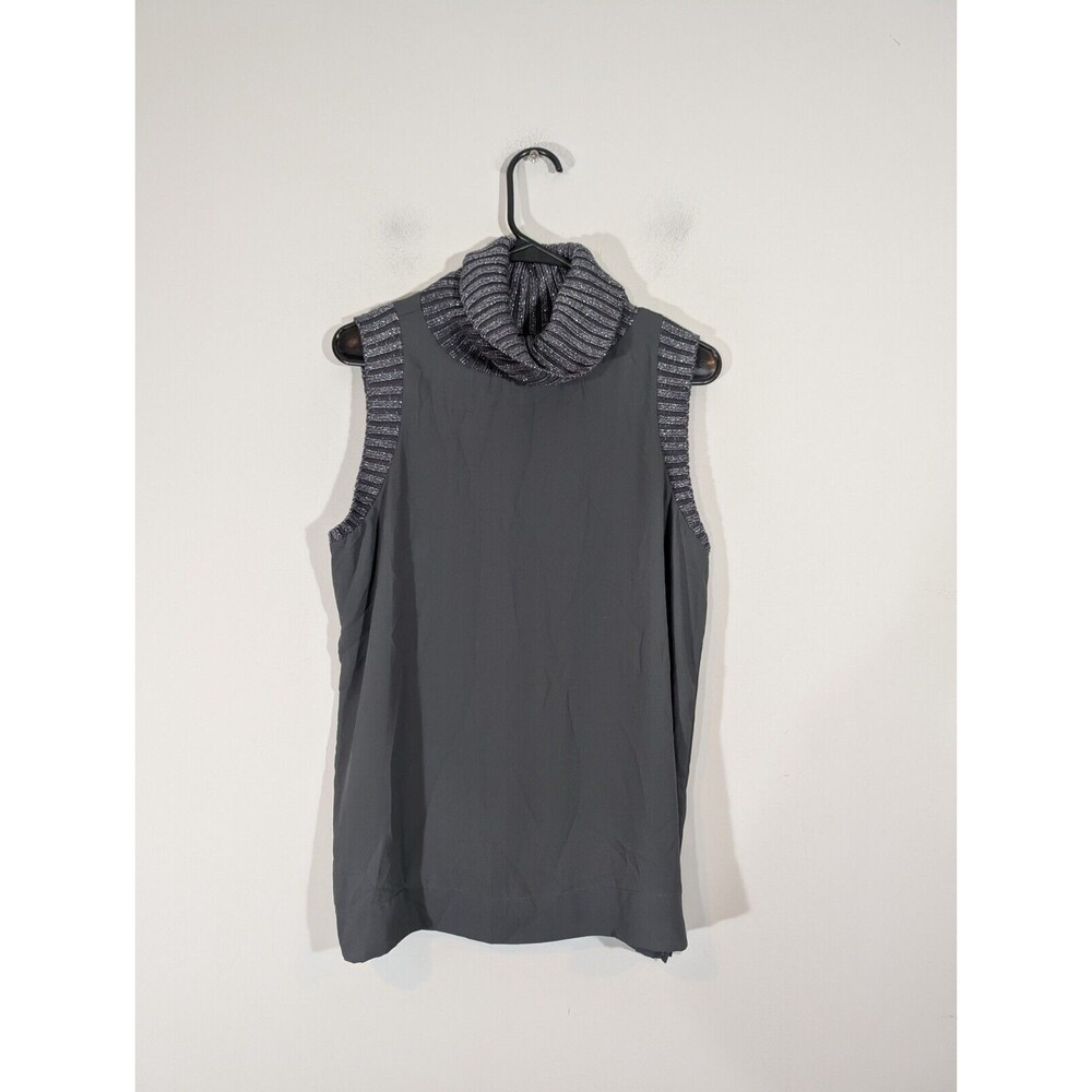 Juicy Couture Women Sleeveless Turtleneck Top Grey Size L Luxury Mob Wife Mature